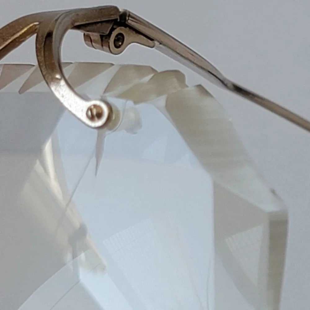 VTG Marcolin Italy Faceted Rimless Clear Glasses 80s Luxury Butterfly Beveled